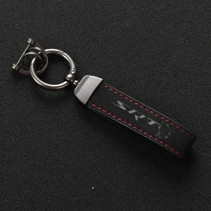 Suede Leather Car Keychain Business Gift with Logo Keyring Accessories For SRT 4 6 8 10 for Dodge Ram 1500 Dart SRT Journey