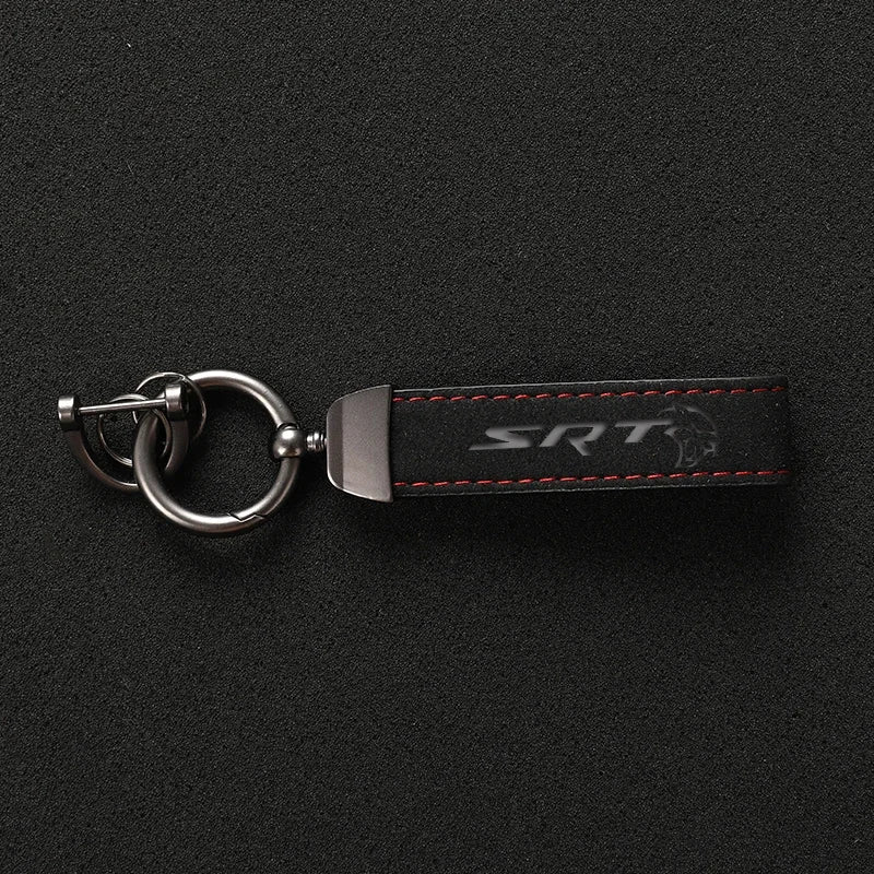 Suede Leather Car Keychain Business Gift with Logo Keyring Accessories For SRT 4 6 8 10 for Dodge Ram 1500 Dart SRT Journey